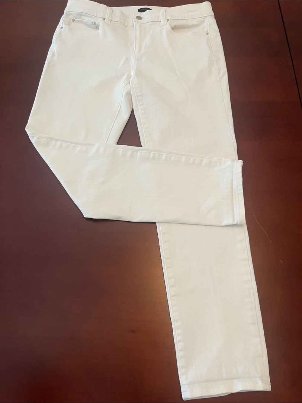 Ann Taylor Factory Straight-Leg White Jeans